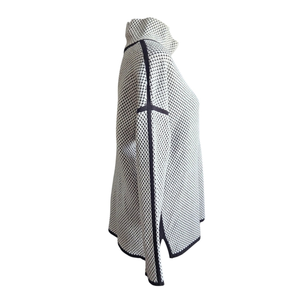 Joseph Ribkoff Jacquard Funnel Neck Top Black White Large - Picture 4 of 12